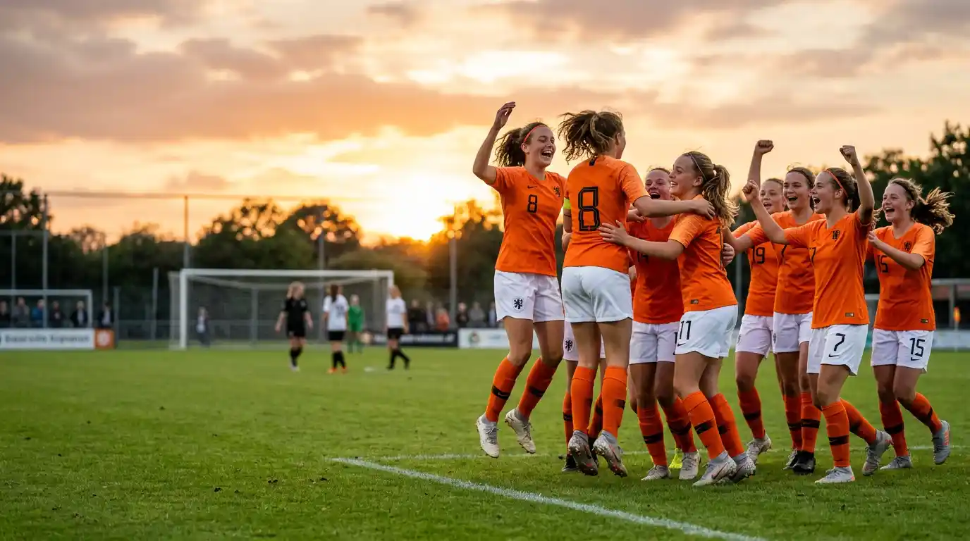 Fotbollslag firar vinst